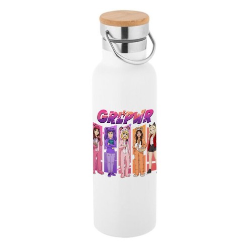 GirlPower stainless steel bottle with bamboo lid